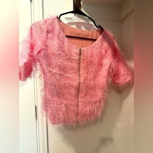 Furry pink top (size:M)